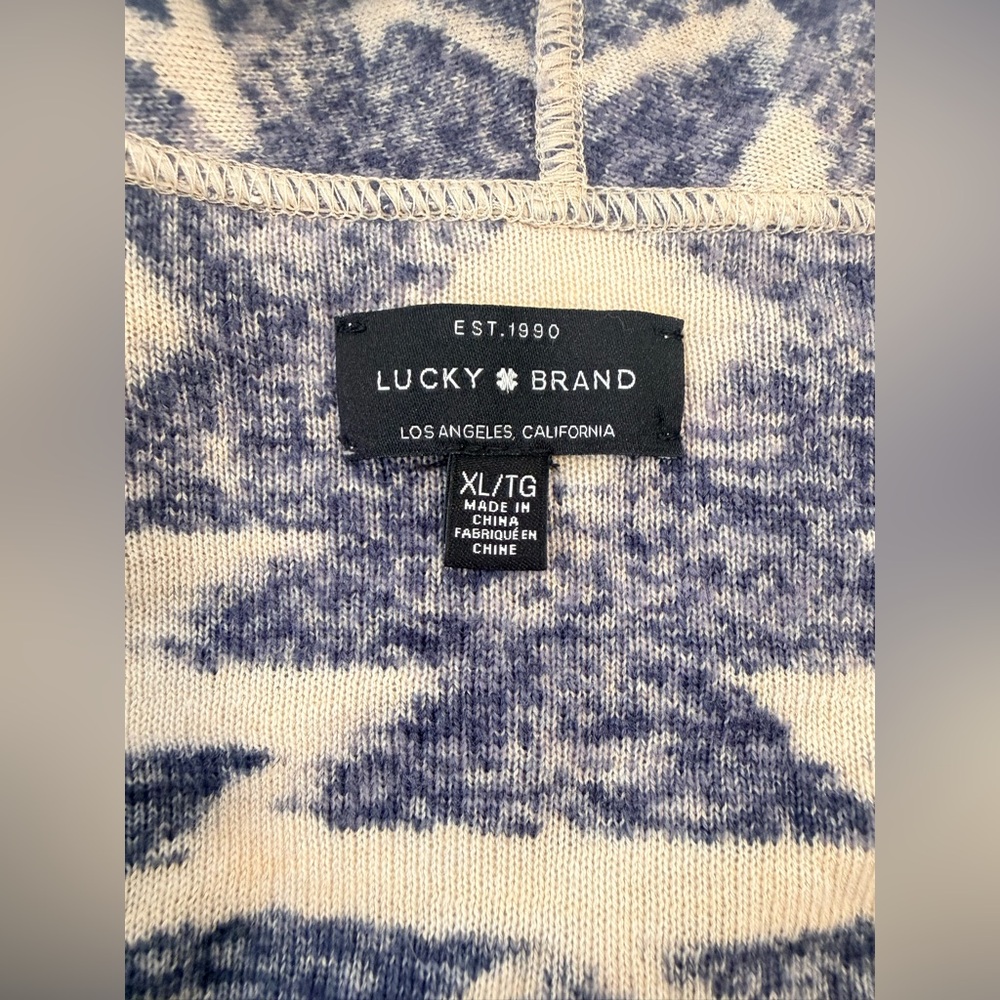 Lucky Brand Aztec Print Fringed Brushed Knit Cardigan Sweater Cardigan Size XL - Picture 5 of 7